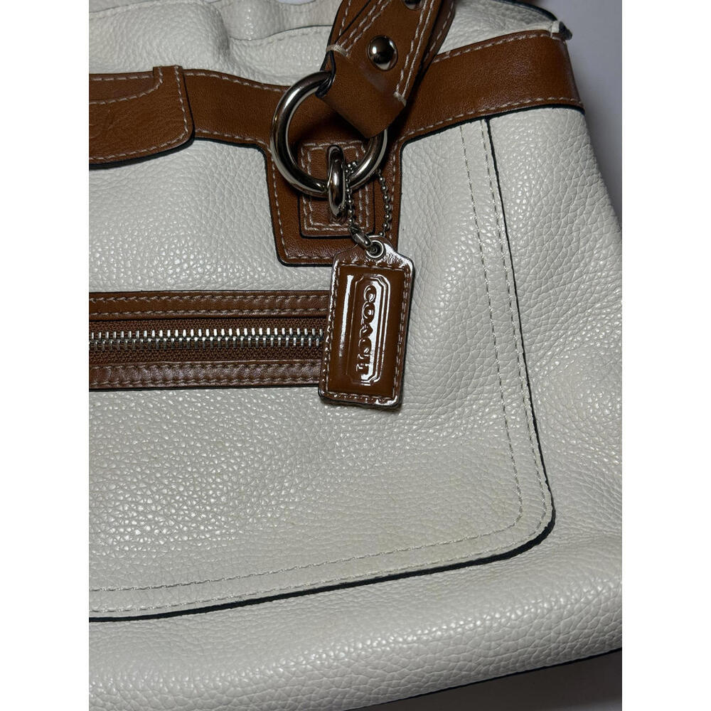 COACH 2017 Penelope Shoulder Satchel Tote Pebble Brown Ivory Leather Bag F14686 - Picture 2 of 8
